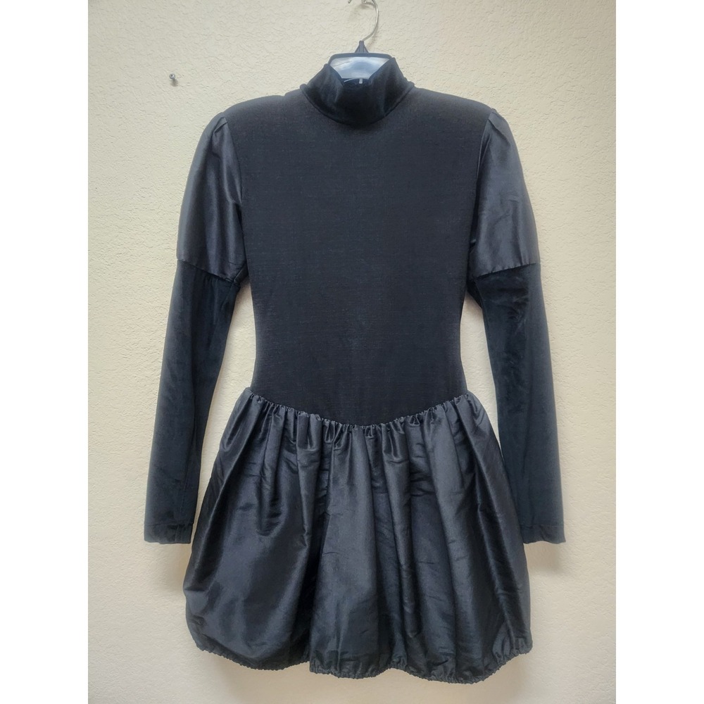 Odile Lancon Womens Black Long-Sleeve Bubble-Texture Mini Dress Siz 6 Black Y2k